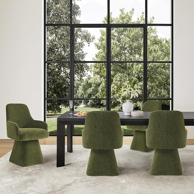 Swivel Dining Chairs Set of 2, Mid Century Modern Chairs Fabric Upholstered - Image 7