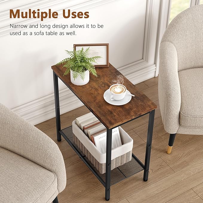 Hoctieon 2 Tier End Table, Sofa Side Table, Narrow Side Table - Image 5