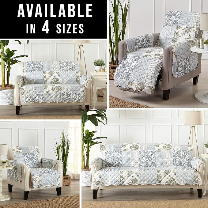 Patchwork Scalloped Printed Furniture Protector Stain Resistant Recliner Cover - Image 5