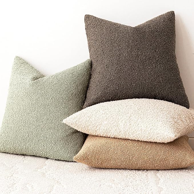 Foindtower Pack of 2 Textured Boucle Throw Pillow Covers Accent Solid - Image 6