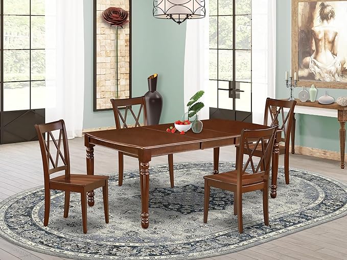 East West Furniture DOCL5-MAH-W 5 Piece Modern Dining Table Set Includes a - Image 2