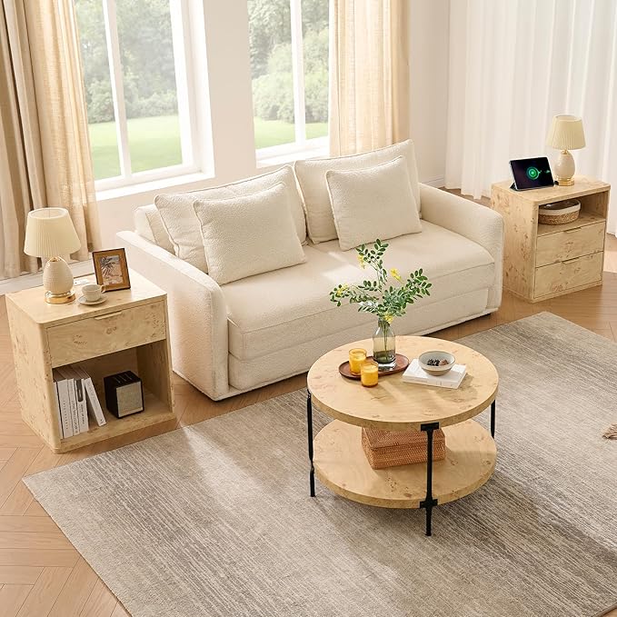 Round Boho Wood Coffee Table - Image 4
