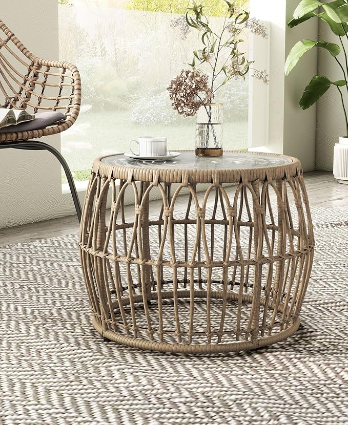 Muse & Lounge Co. Ysar Boho Rattan Round Coffee Table Outdoor - Image 2
