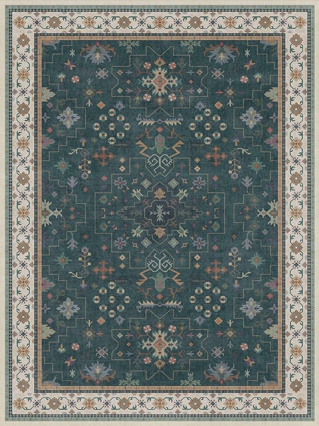 Vintage Dark Green 6x8 Dining Room Rugs - Image 2