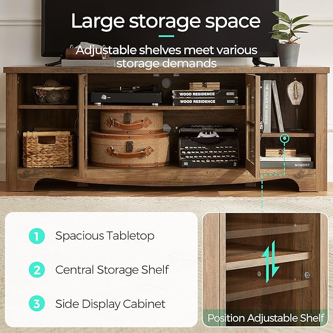 LINSY HOME Farmhouse TV Stand for 65 Inch TV, Wood Entertainment Center - Image 2