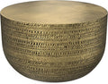 SIMPLIHOME Johnsen 30-inch Wide Metal Drum Coffee Table in Antique Gold by SimpliHome