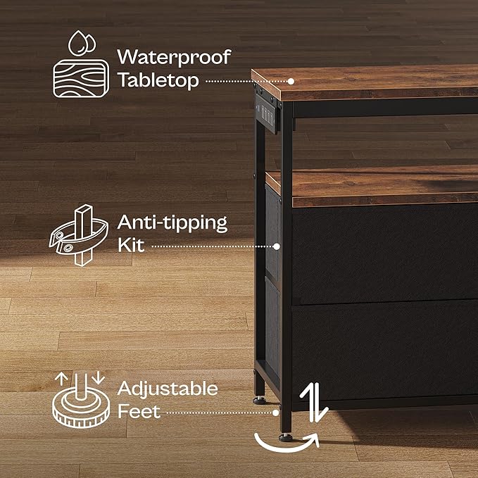 Huuger LED TV Stand for Bedroom, 55 Inch Fabric Dresser - Image 8