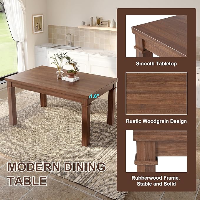 Ball & Cast Dining Table Set for 6 W/Bench & 4 Upholstered Chairs, 6 Piece - Image 6