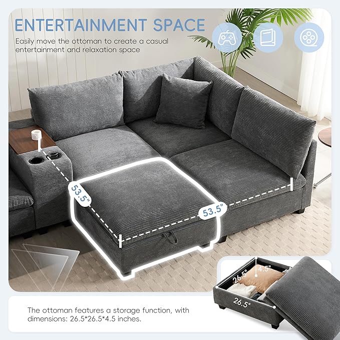 Merax 140'' Oversized Modular Sectional Sofa - Image 6