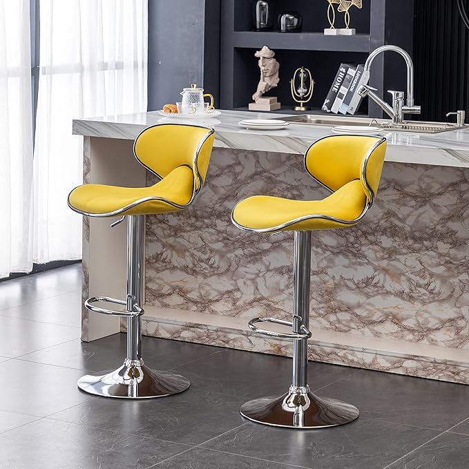 Roundhill Furniture Masaccio Velvet Upholstered Adjustable Swivel Barstool - Image 8