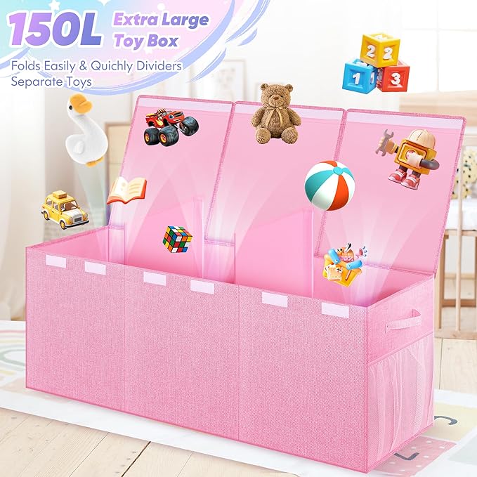Extra Large Toy Box, Toybox for Kids Boys Girls, Collapsible Sturdy Toy Storage - Image 2