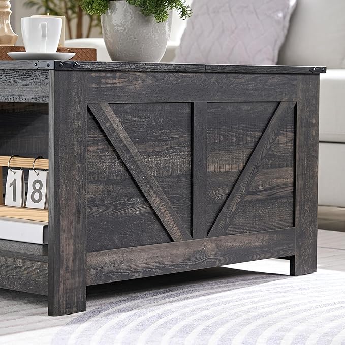 Farmhouse Coffee Table for Living Room, Wood Square Coffee Tables, 31.5" D x - Image 6