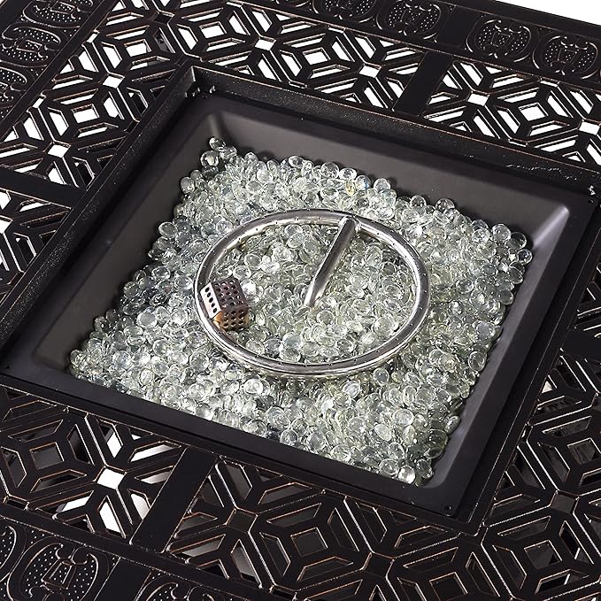 Oakland Living Black Aluminum Patio Fire Table Set - Image 5