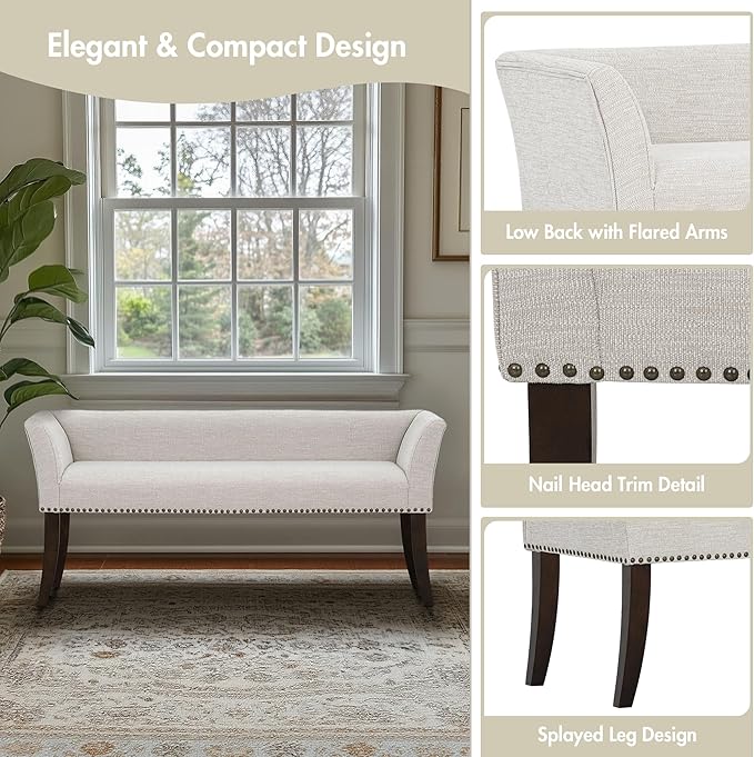 Madison Park Accent Bench for Living Room, Upholstered - Image 4