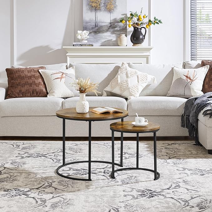 Yaheetech Nesting Coffee Table, Round Coffee Table - Image 2