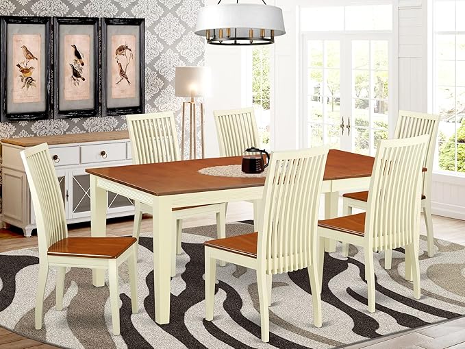 East West Furniture QUIP7-BMK-W 7 Piece Kitchen Table Set Consist of a - Image 2
