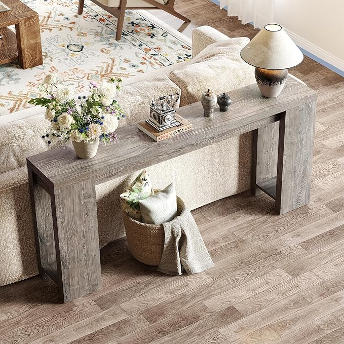 LITTLE TREE 70.9-Inch Long Entryway Table, Farmhouse Sofa Console Table - Image 4