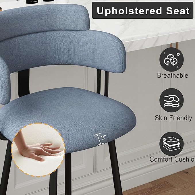 Swivel Bar Stools Set of 2, Counter Height Bar Stools - Image 4
