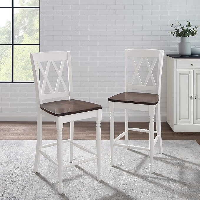Crosley Furniture Shelby Wood X Back Counter Height Bar Stools Set of 2 - Image 2
