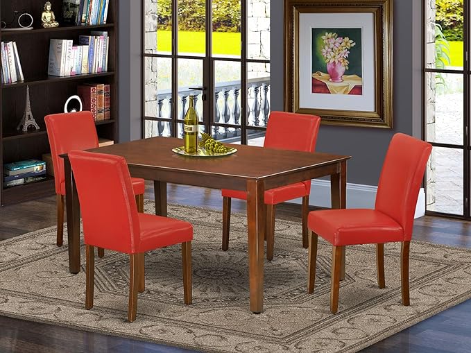 East West Furniture CAAB5-MAH-72 5 Piece Dining Set Includes a Rectangle Dining - Image 2
