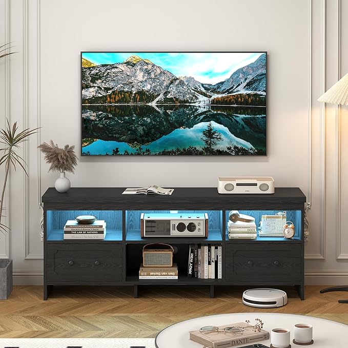 IRONCK TV Stand for 65 Inch TV, Power Outlets and Open Shelf, Media Console TV - Image 9