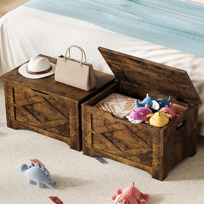 GarveeHome 23.6" Storage Chest, Wooden Storage Bench - Image 5