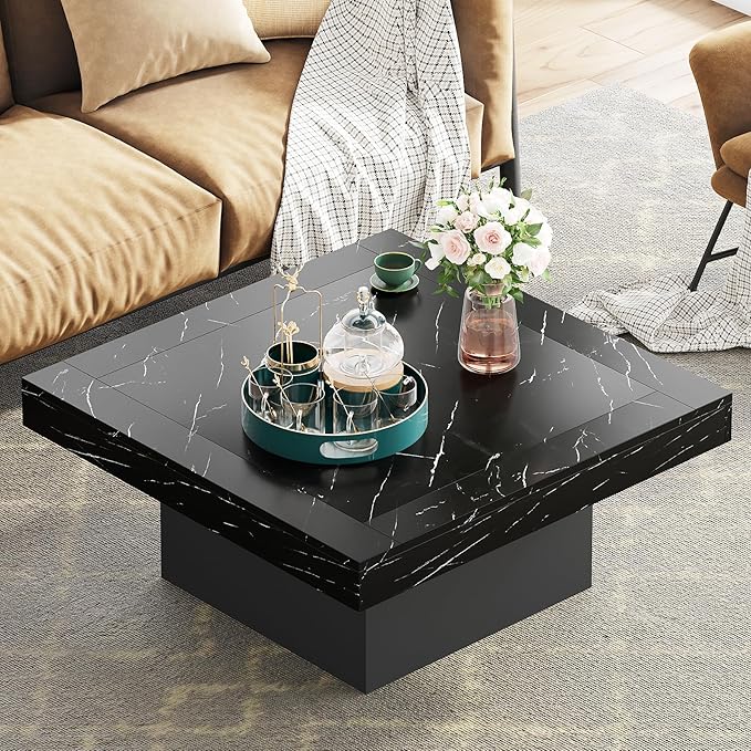 Tribesigns LED Coffee Table Square Engineered Wood Low Coffee Table - Image 5