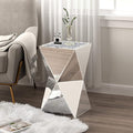 ENENE Mirrored Diamond Setting End Table Glass Decorative Side Table by ENENE