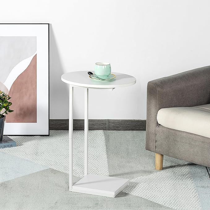 HDANI C Table Small End Table, Couch Tables That Slide Under, C Shaped Oval - Image 2