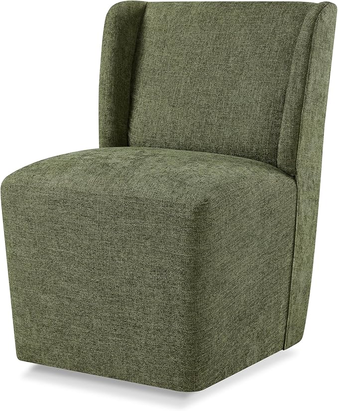 Upholstered Dining Chair with Casters Wingback Modern Side Armless Deskchair by Kislot