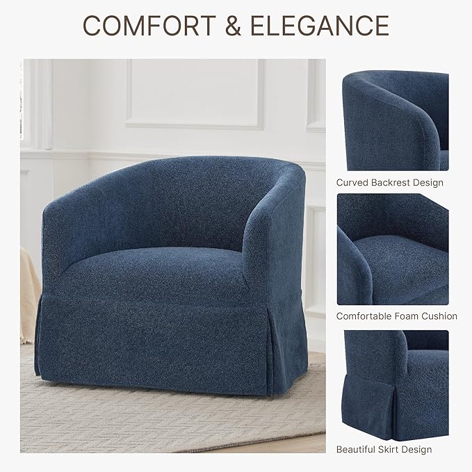 Swivel Accent Chair Set of 2, 360 Degree Performance Fabric Armchair Modern - Image 4