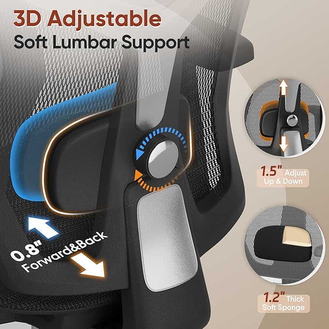 Ergonomic Office Chair with Foot Rest, Home Mesh Desk Chair with Adjustable - Image 6