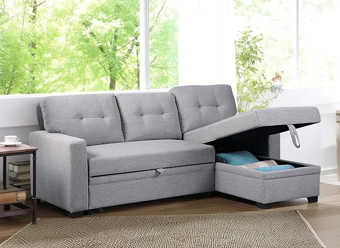 82 Inch Convertible Sleeper Sectional Sofa - Image 3