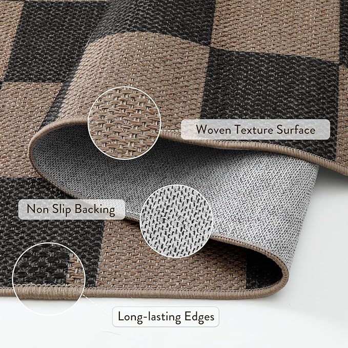 Lahome Checkered Easy Jute 3x5 Rug, Washable Rugs - Image 5