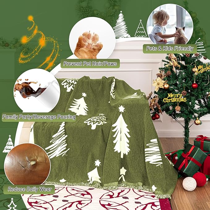 MYSKY HOME 71"X118" Loveseat Christmas Couch Cover, Sectional Sofa Covers Sofa - Image 2