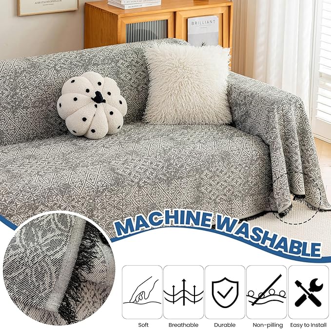 STACYPIK Geometric Pattern Sofa Cover Blanket, Couch Covers - Image 6