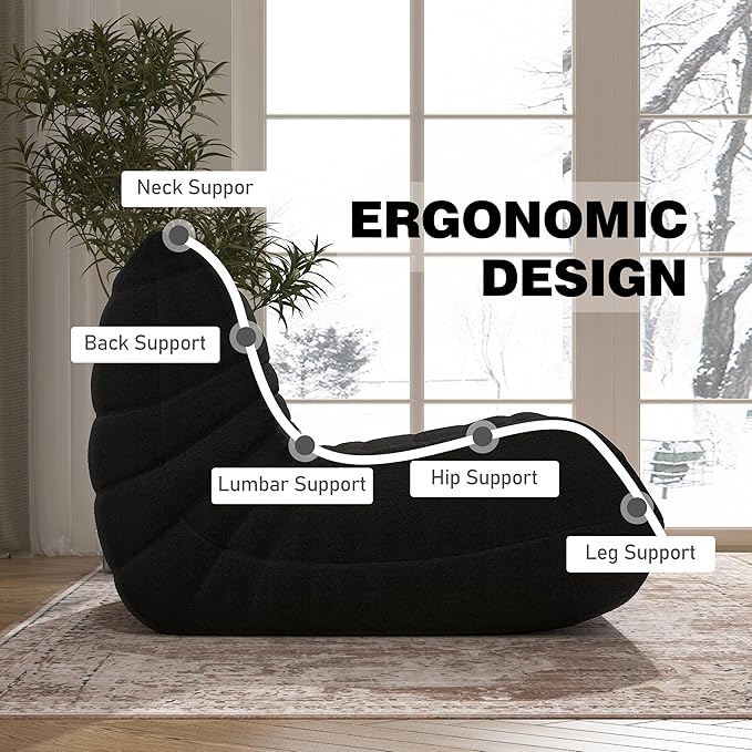 Bean Bag Chair, Memory Foam Bean Bag Sofa Large Bean Bag Chair - Image 5