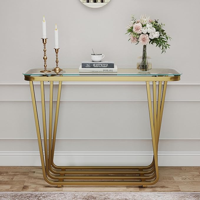 OIOG Glass Console Table for Entryway, Modern Entrance Table - Image 3