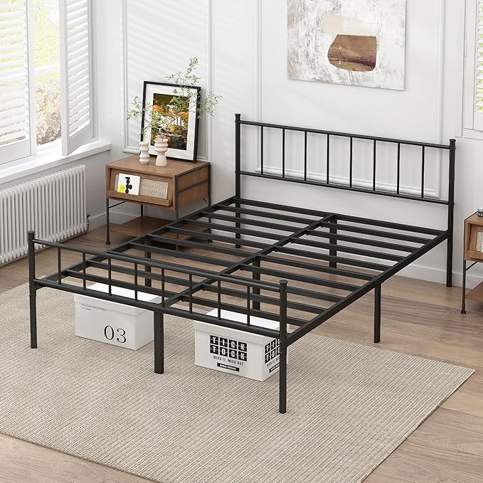 Full Bed Frame-Classic Metal Platform Bed Frame, Mattress Foundation - Image 5