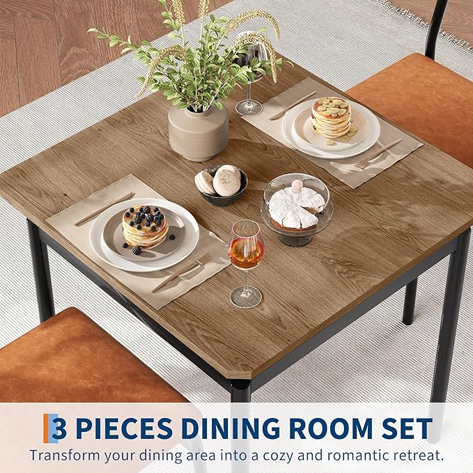 IDEALHOUSE 3 Piece Dining Room Table Set, Kitchen Table Set - Image 3