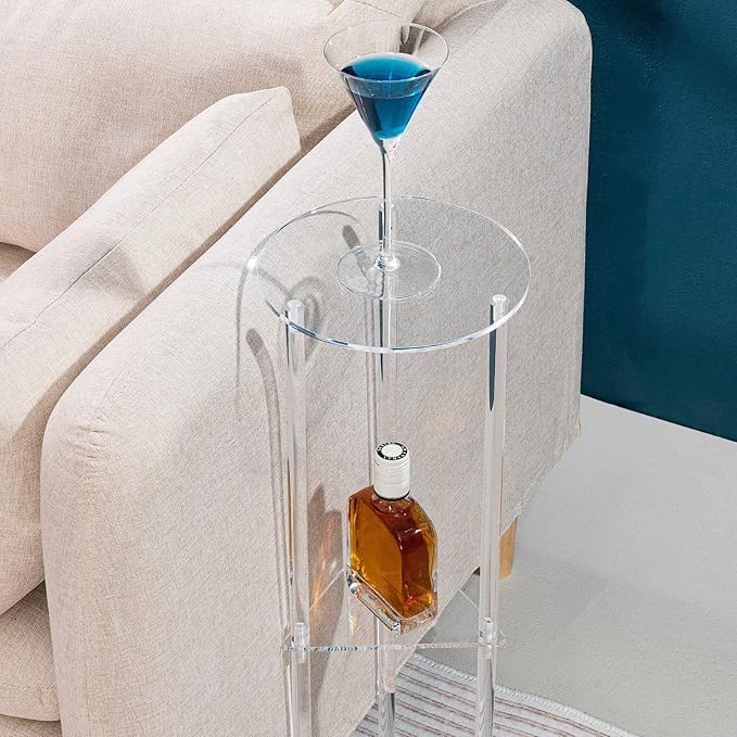 HMYHUM Acrylic Drink Table for Small Spaces, Martini Table for Living Room - Image 2