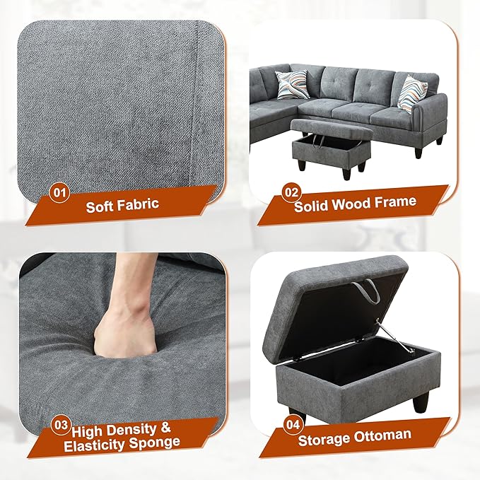 Osparple L Shaped Couch Sectional Couches - Image 5