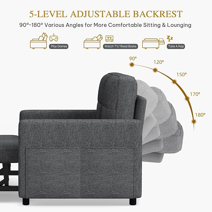 DWVO 55" Convertible Sofa Bed, 3-in-1 Sleeper Sofa - Image 4