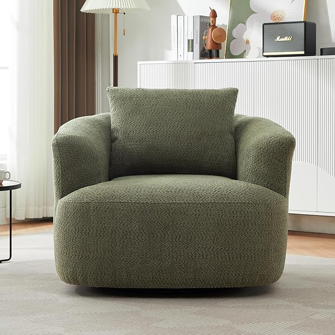 Merax Modern Cozy Chenille 360° Swivel Sofa Chair w/a Throw Pillow, 38.2" by Merax