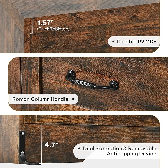 YITAHOME Rustic Brown Drawers TV Stand - Image 5