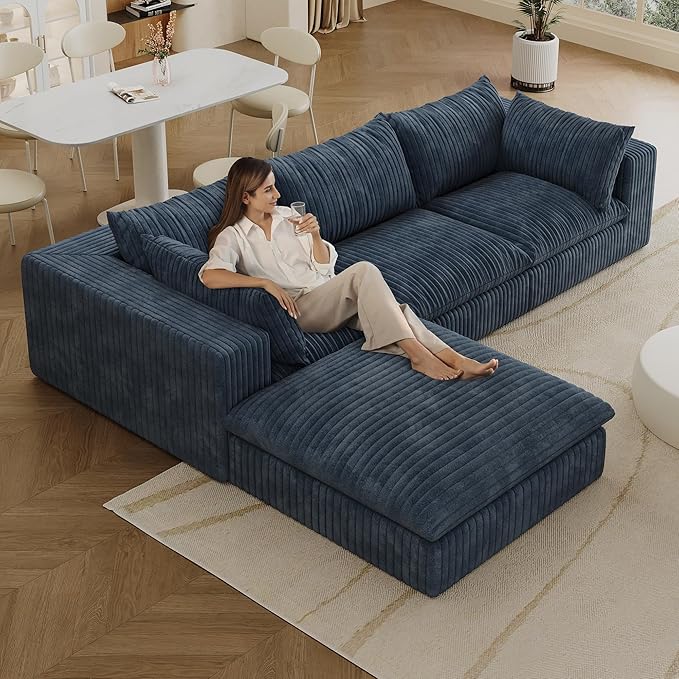 118.2" L Shaped Modular Sectional Cloud Couch - Image 3