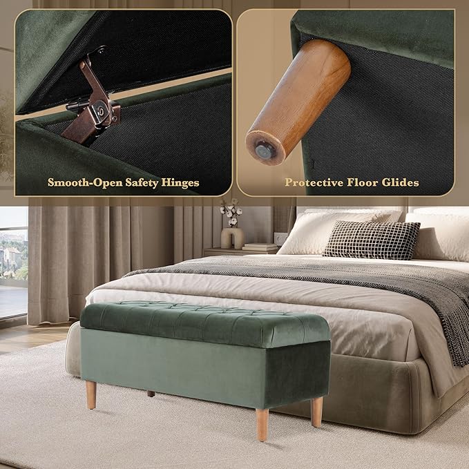 HomePop Home Decor | Tufted Ainsley Button Storage Ottoman Bench - Image 4