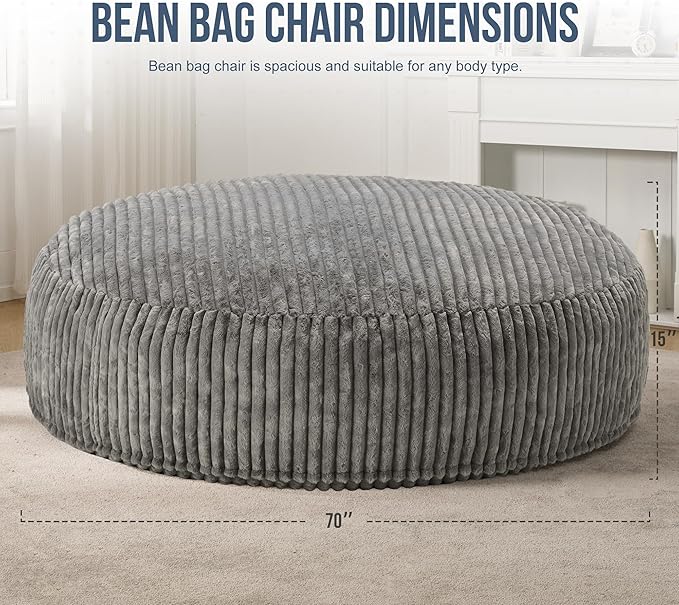 Hobestluk 6ft Bean Bag Chairs for Adults Large Beanbag Chair - Image 2