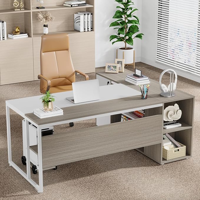Tribesigns 71 inch Executive Desk, L Shaped Desk - Image 5