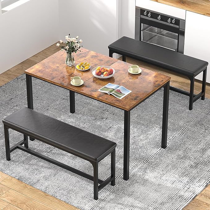 VECELO 3-Piece 63" Extendable Kitchen Table - Image 4